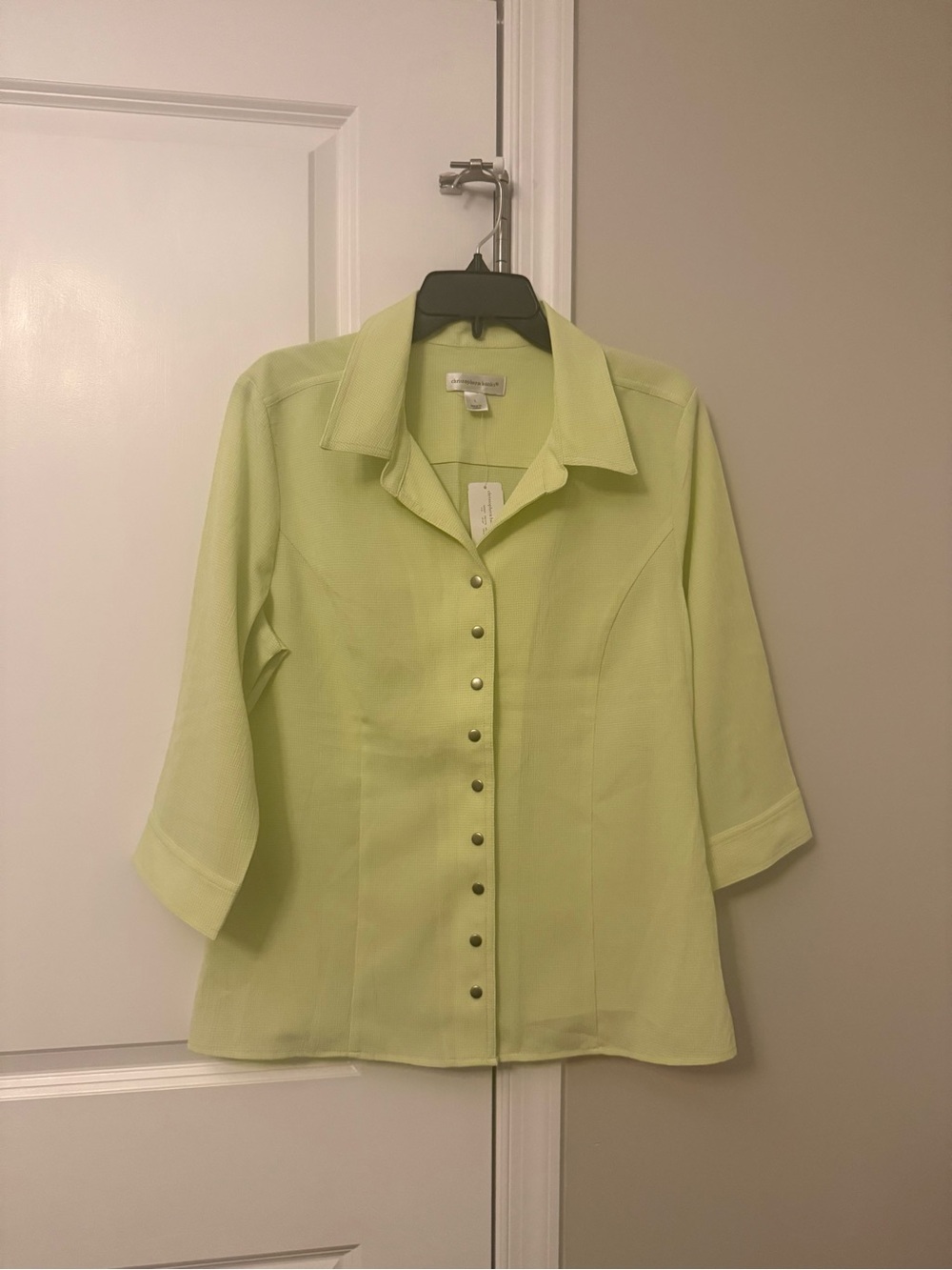Christopher & Banks Light Lime Green Button-Front Blouse
